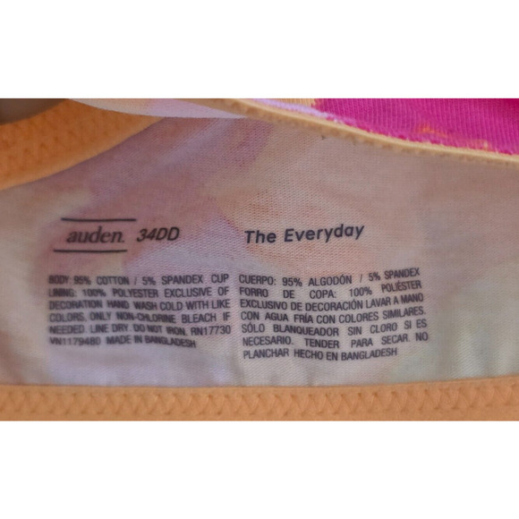 Auden Bra Women's 34DD Pink Orange Floral The Everyday Demi Coverage NWT - Picture 3 of 16
